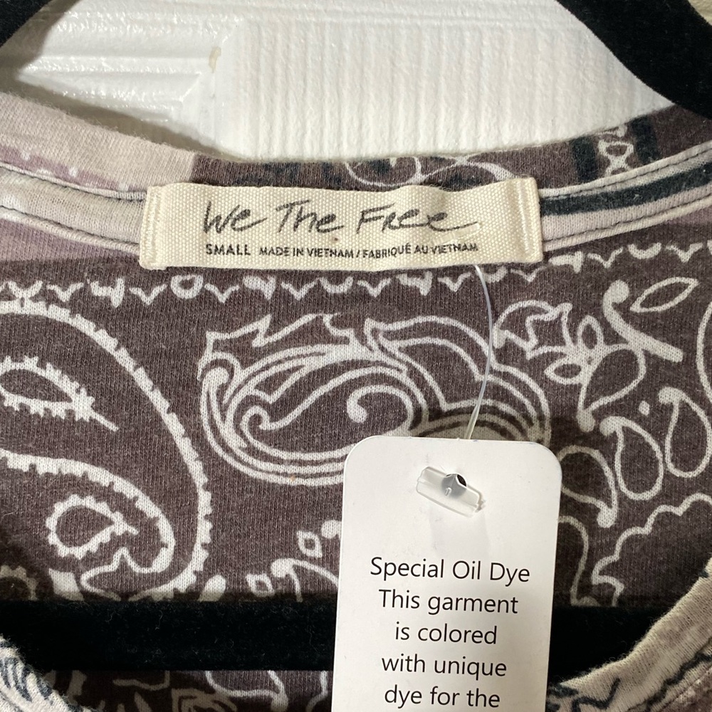 We The Free Patchwork Paisley Short Sleeve Tee in Gray and White - Picture 6 of 8